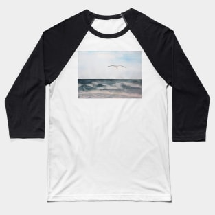 Seagull flying over the Ocean Painting Baseball T-Shirt